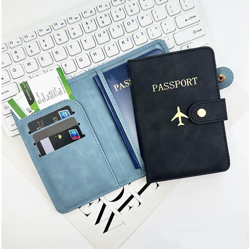 Hand-Stitched PU Leather Passport Holder with Buckle