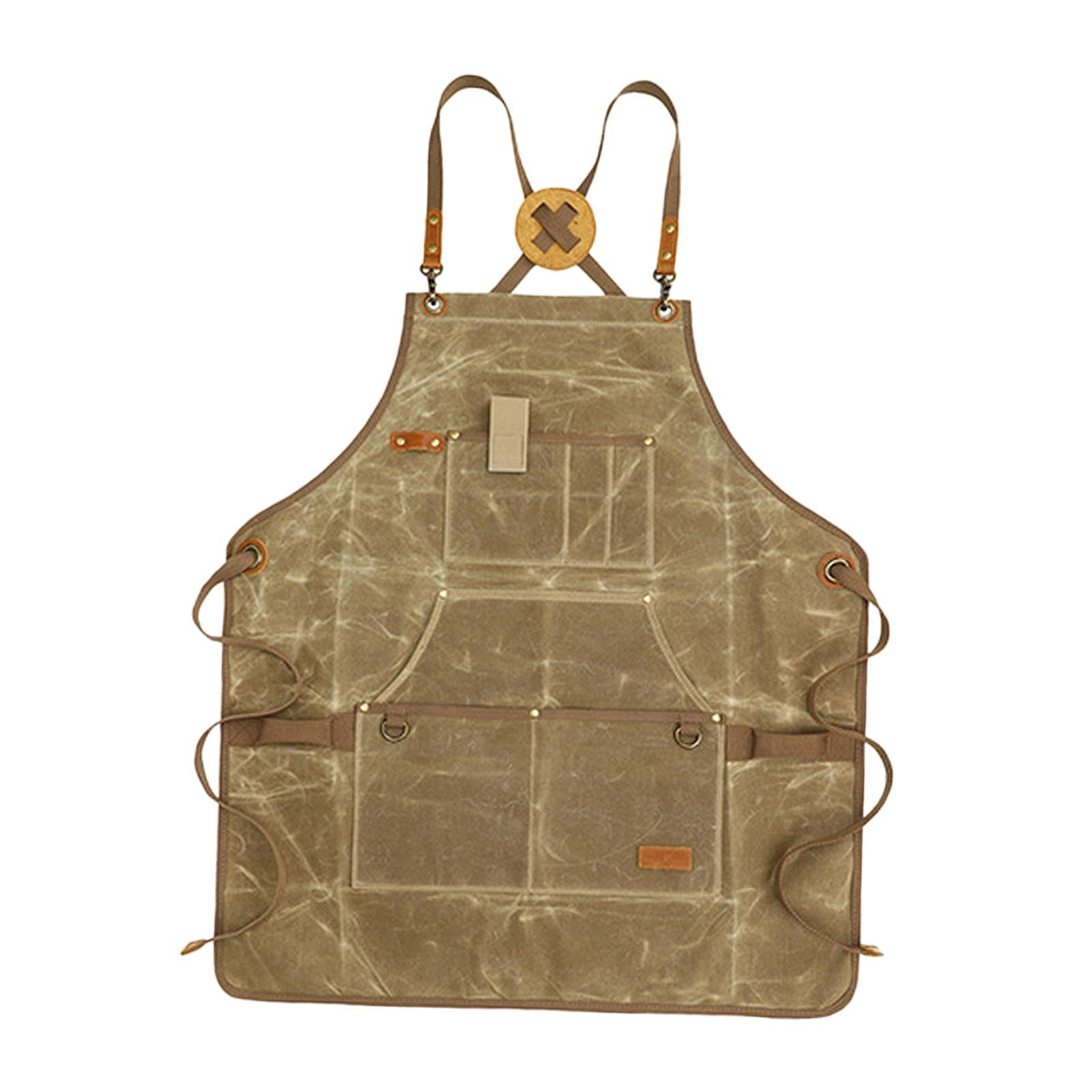 

Canvas Apron Baking Bib Apron Multifunctional Outdoor Apron Chef Apron for Women and Men Camping Artist Painting Baking Kitchen хакі