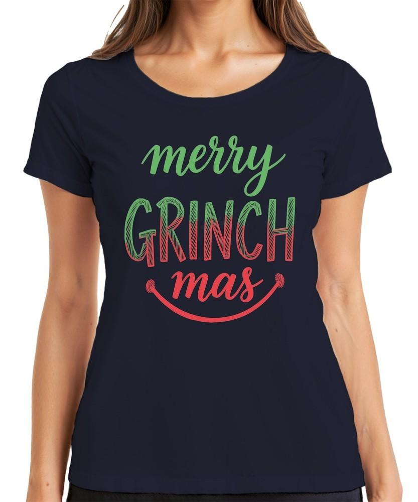 Merry Grinch Mas Christmas Funny Grinch Gift Family Fun Ladies T Shirt S