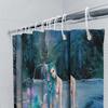 Mermaid Shower Curtain Fairy Tale Castle Fantasy Design Waterproof Fabric Custom Printed For Bathroom Decor Dark Blue Pink Green