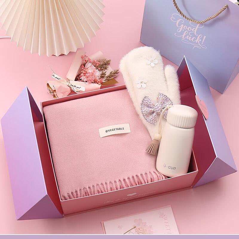 Women's Winter Scarf, Thermos, and Gloves Set