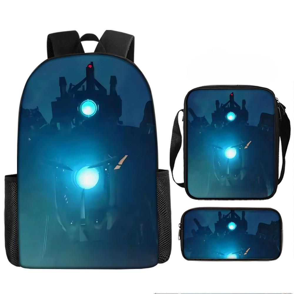Skibidi Cartoon Toilet Printed Backpack Child Schoolbag Shoulder Bag Pencil Bag
