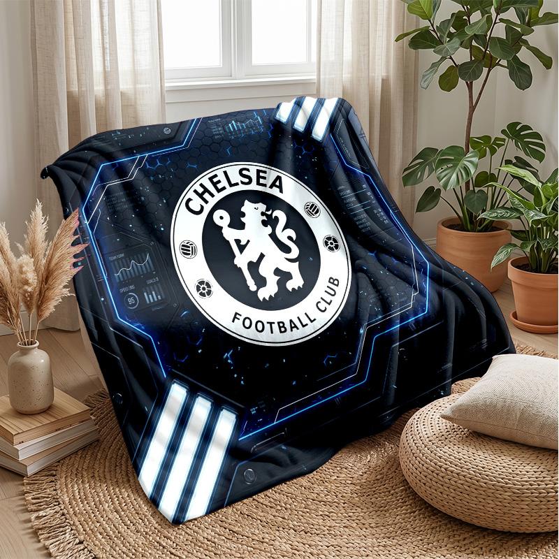 Chelsea FC Theme Blanket Soft Flannel Blanket Plush Throw Blanket Cozy Sofa Bed Blanket for Home Decor
