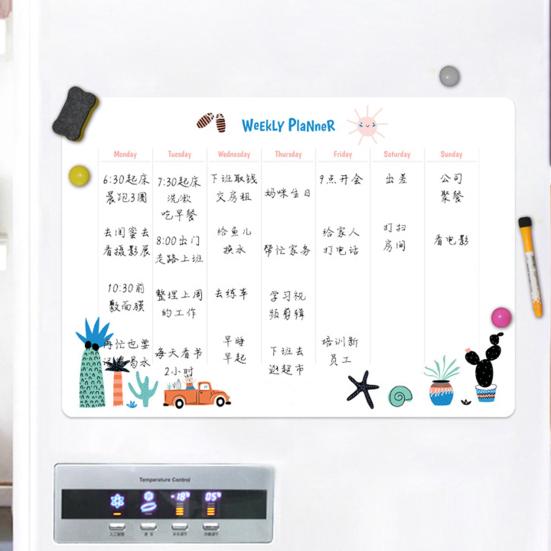 Fridge Magnet Whiteboard Erasable Smooth Writing Self-adhesive Sticky Anti-scratch Leave Message Foldable A3 A4 Anti-slip Magnetic Soft Whiteboard