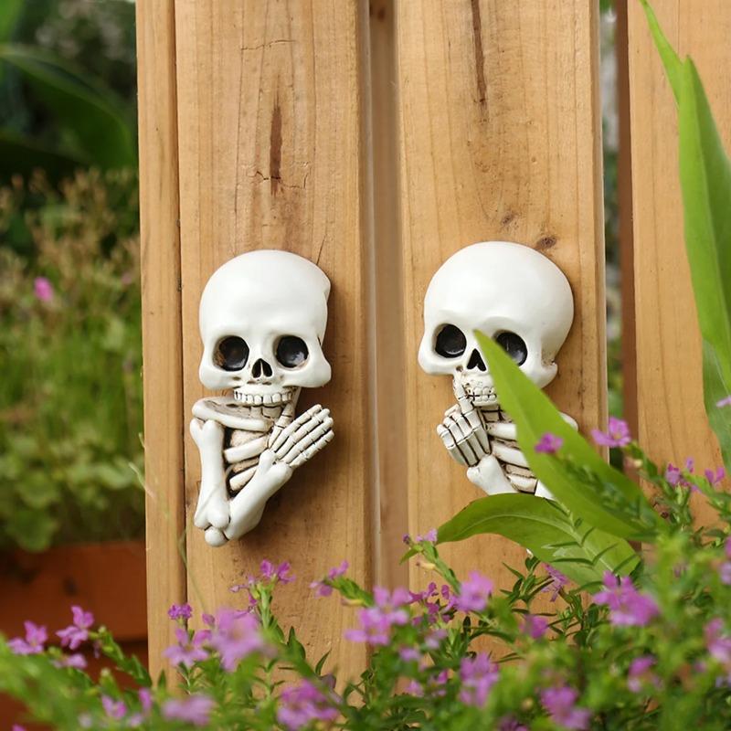 Halloween Skull Resin Ornament Ghost Head Wall Stickers Switch Decals Spooky Home Room Party Garden Micro Landscape Bonsai Decor