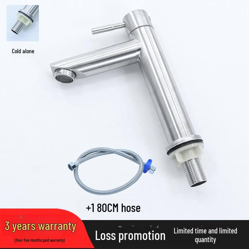 304 Stainless Steel Tall Single Cold Bathroom Faucet