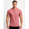 Men's 95% Cotton Henley Shirt Short Sleeve - Casual Button Neck T-Shirt with Pocket - Soft Breathable Summer Top