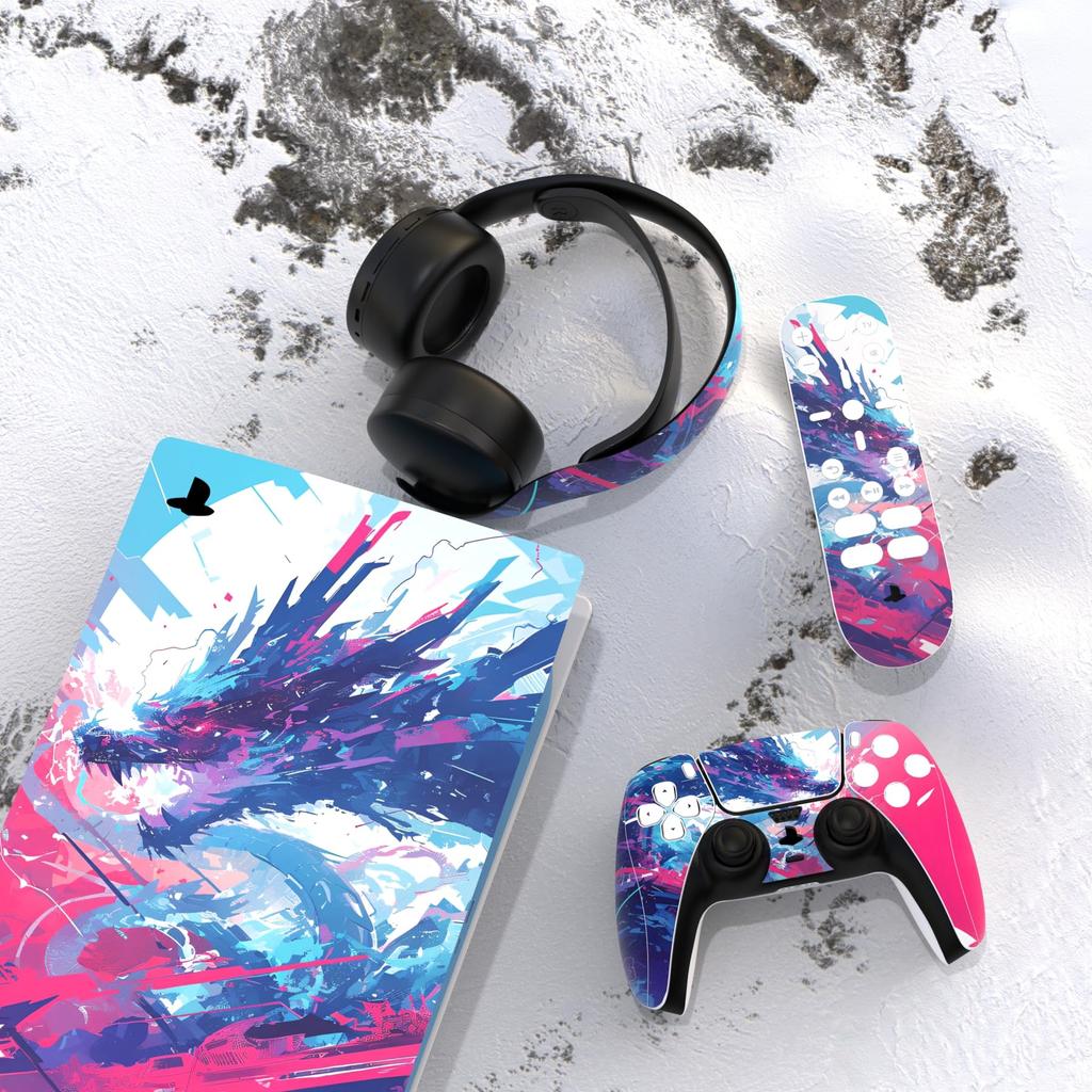 Klistremerke klistremerke for PlayVital ps5-konsoll klistremerke vinylklistremerke for ps5-kontroller ladestasjon headset fjernkontroll (digital versjon), & & &