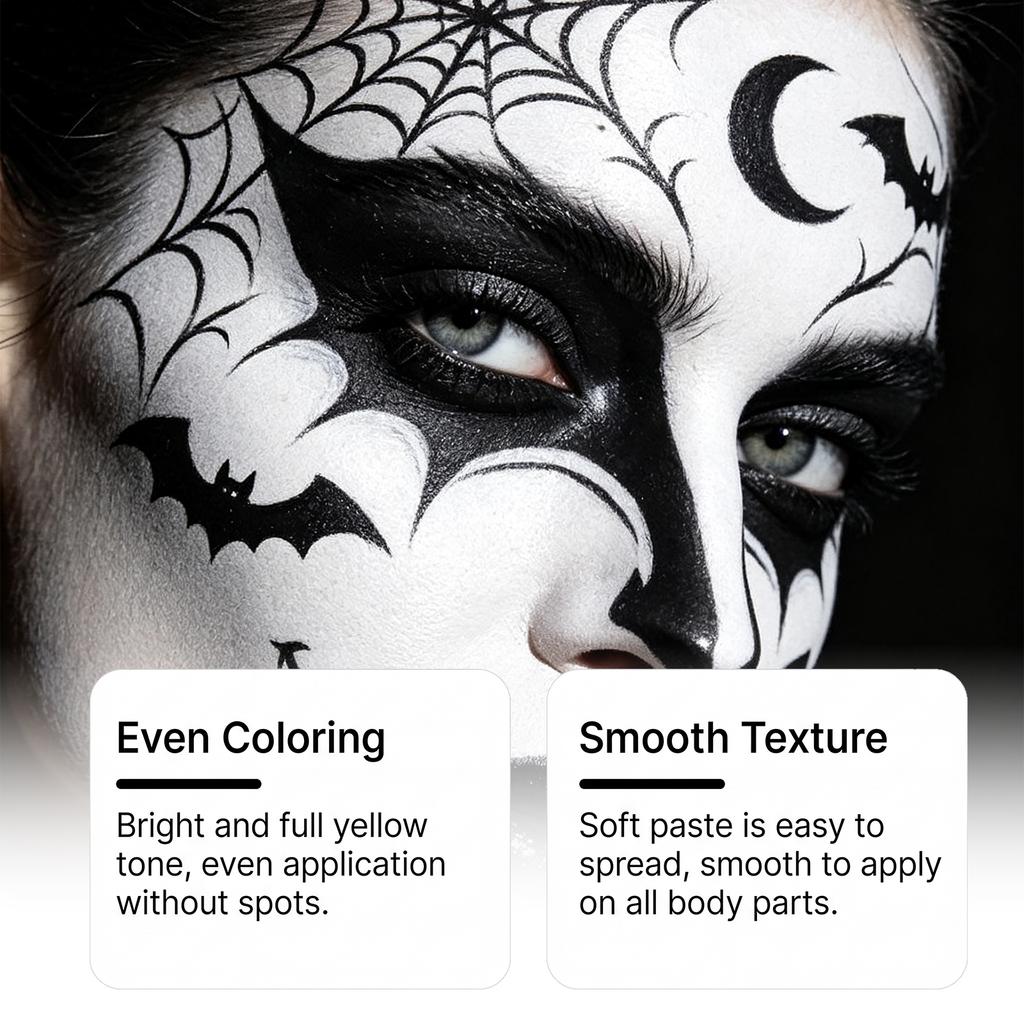 Facial paint stick, black, smooth and easy to apply, provides even color coverage, contains Vitamin E, perfect for party and special effects makeup
