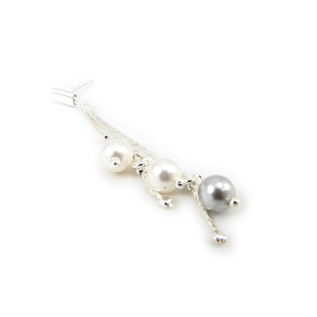 Les Trésors De Lily [G1916] - Silver Earrings 'Sissi' White Gray