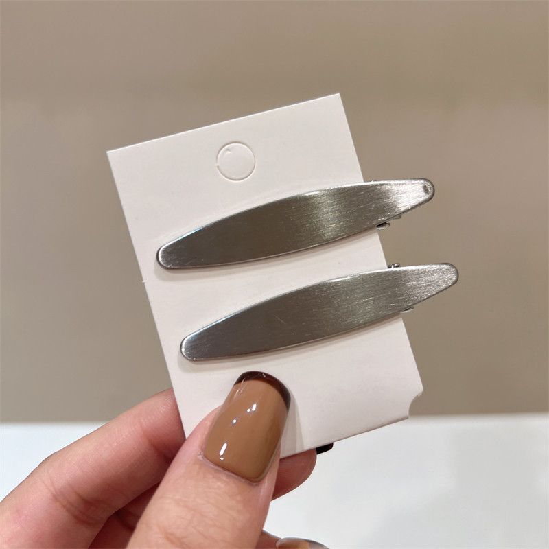 European and American Style Simple Personality Metallic Brushed Alloy Gold Silver Duckbill Clip Fashion Fancy Side Clip Hairpin Women