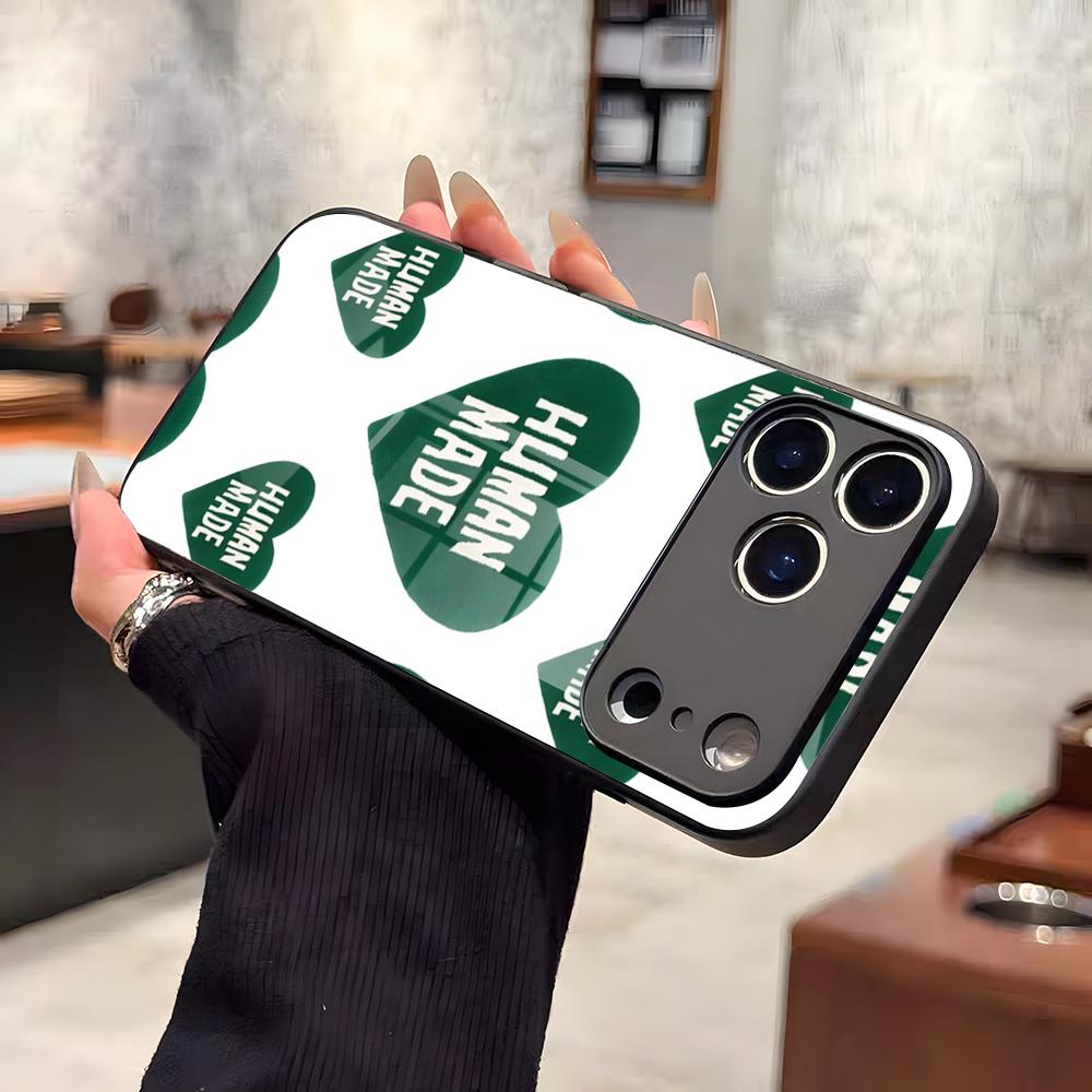 

H-Human M-Made Phone Case For IPhone 17 Air 16 E Pro Max 15 14 13 Mini 12 Pro 11 Max Plus Black Glass Cover iPhone 16e