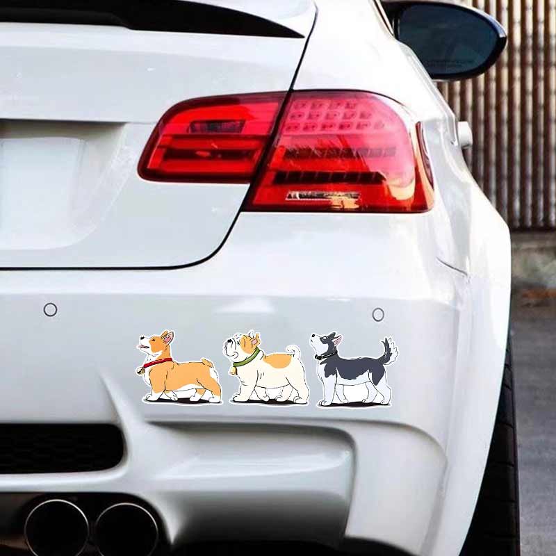 3 Piece Cartoon Sticker Cute Pet Dog Husky Corgi Car Stickers Waterproof Vinyl Decals Auto Body Window Bumper Decor Motorcycle Helmet Stickers TM205