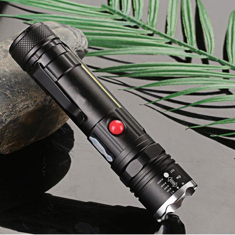 Powerful LED Flashlight with Magnet Portable Auto Repair Light 18650 Rechargeable Flashlights Waterproof Torch with Side Light