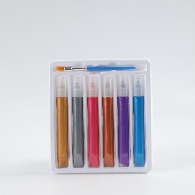 10 ml/st Glaspigment Krokpenna Vattentät Akrylpigment för Handmålning på Glasprodukter 3D Målarpensel
