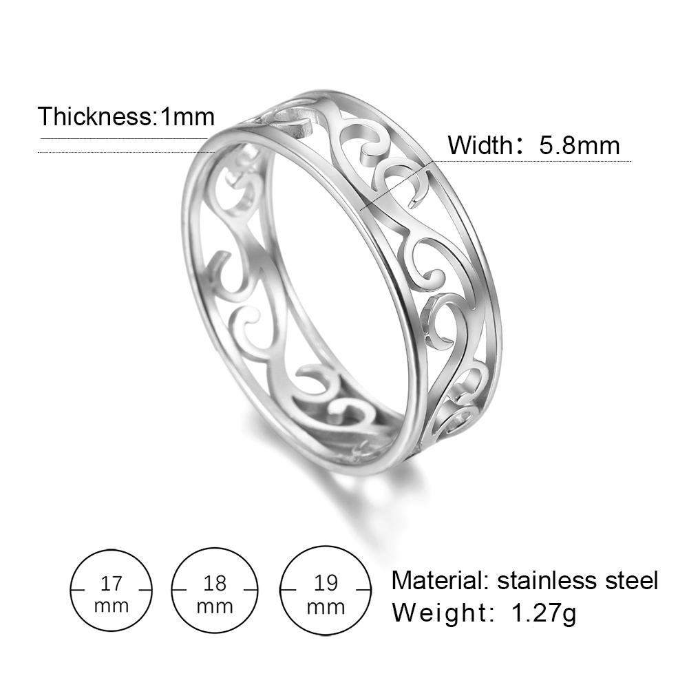 Vintage Filigree Flower Ring Women Girls Stainless Steel Romantic Gold Color Casual Rings Jewelry Anniversary Gift