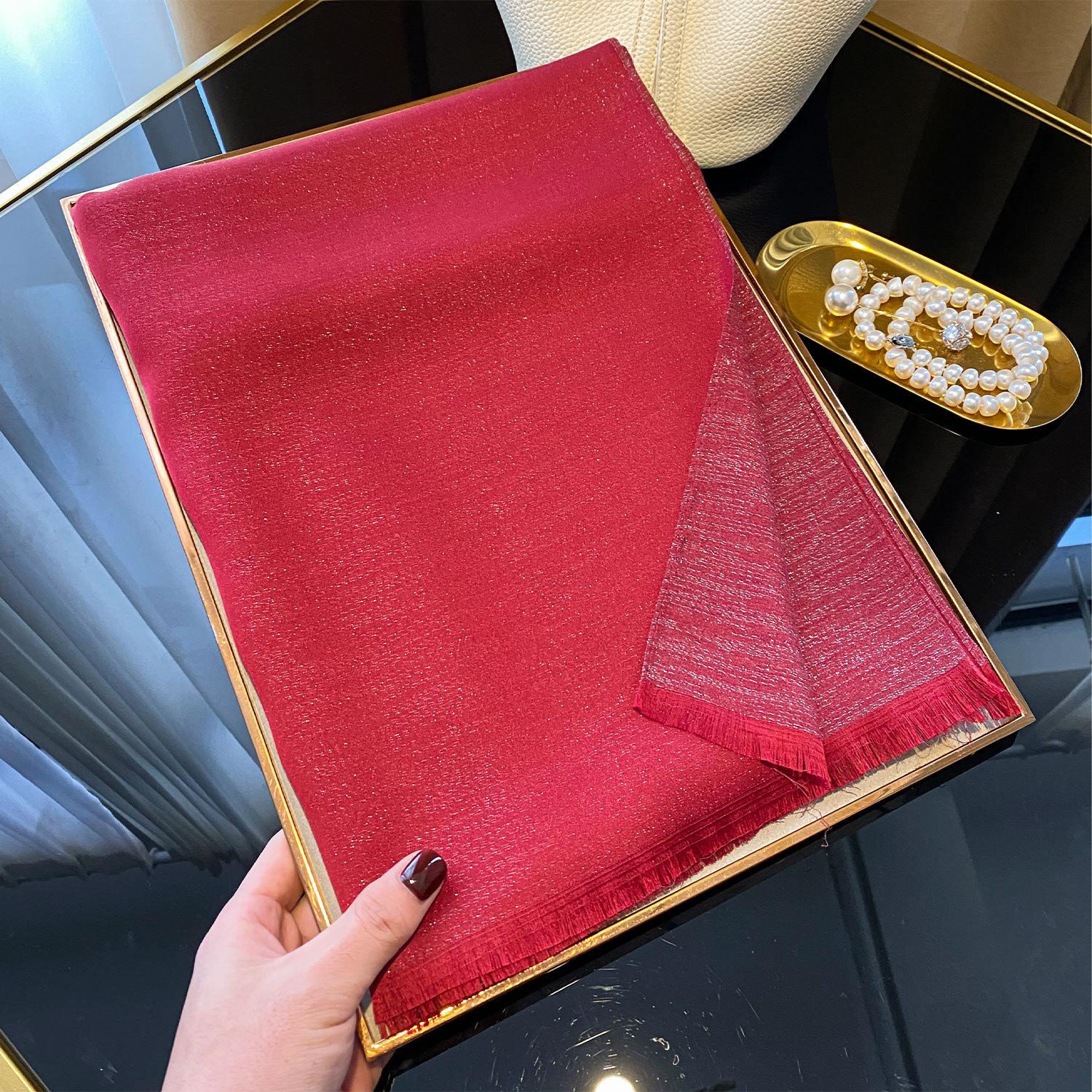 

Gold Silk Tencel Cotton Solid Color Silk Scarf Women S Fashion Versatile Imitation Silk Thin Long Scarf Beach Scarf Scarf