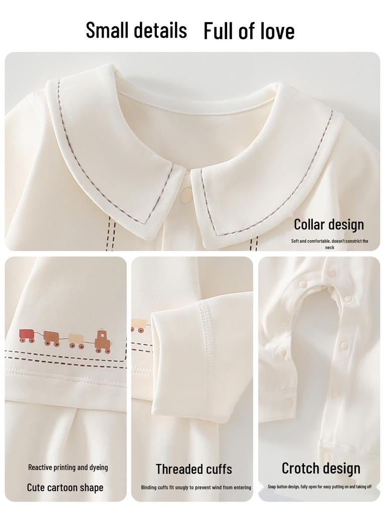 Baby Lapel Jumpsuit: Lightweight Four-Season Infant and Toddler Romper for Autumn and Winter