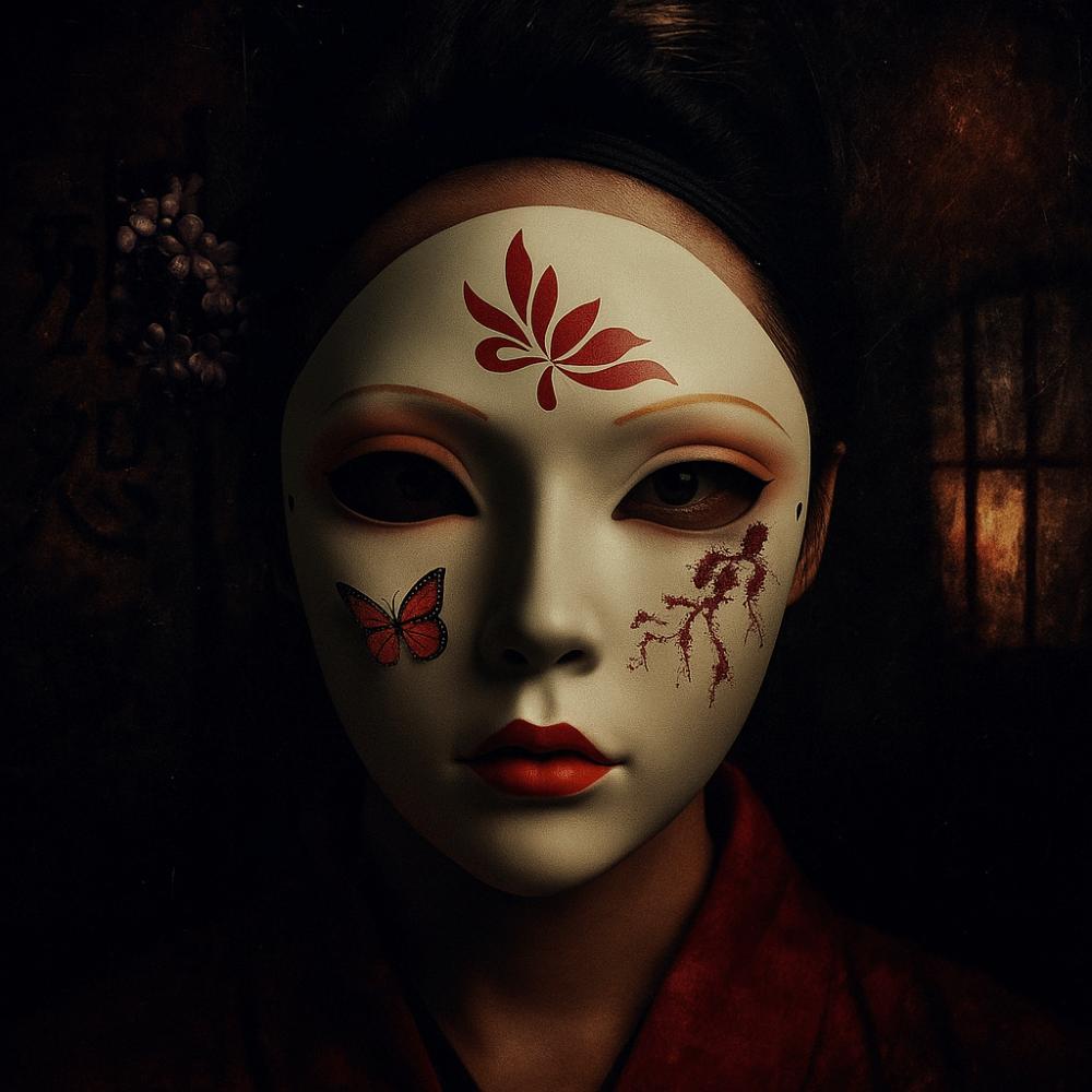 Full Face Hanfu Cosplay Mask Flower Japanese Mask Toy Performance Cosplay Geisha Mask  Gift