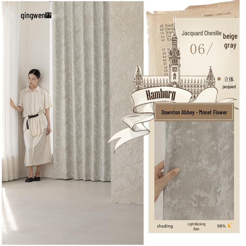 Xiaohongshu Downton Abbey Chenille Jacquard Floral Curtains for Living Room/Bedroom