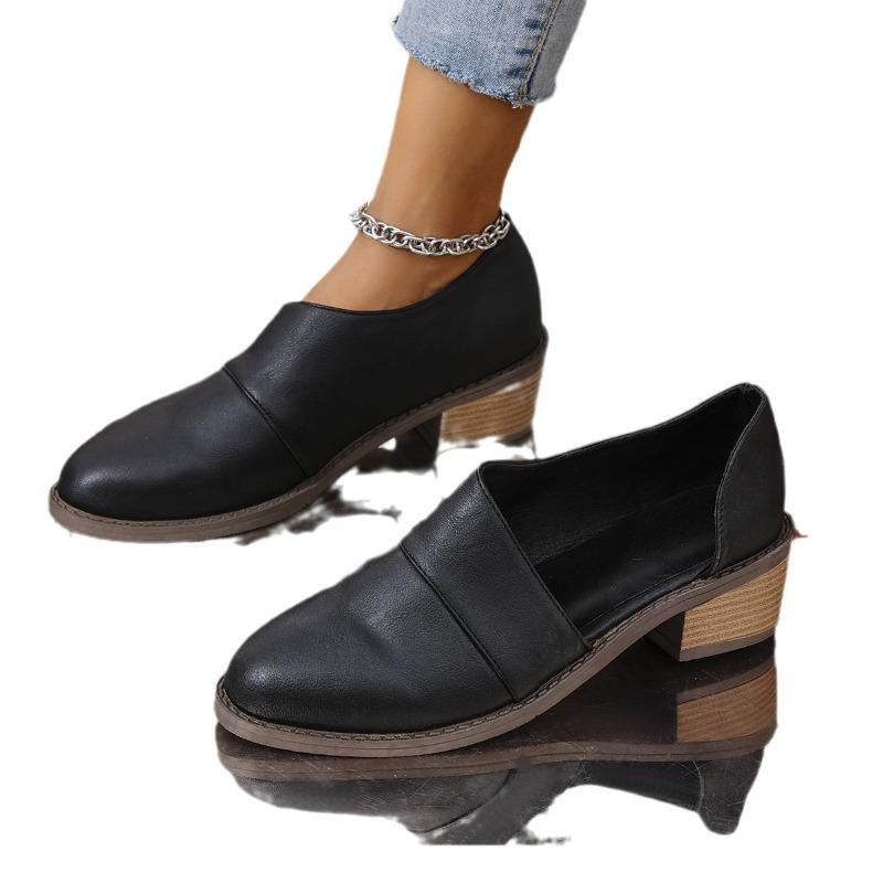 Women's Pointed Toe Low Heel Cutout Shoes, Summer Fashion Plus Size Slip-On Flats