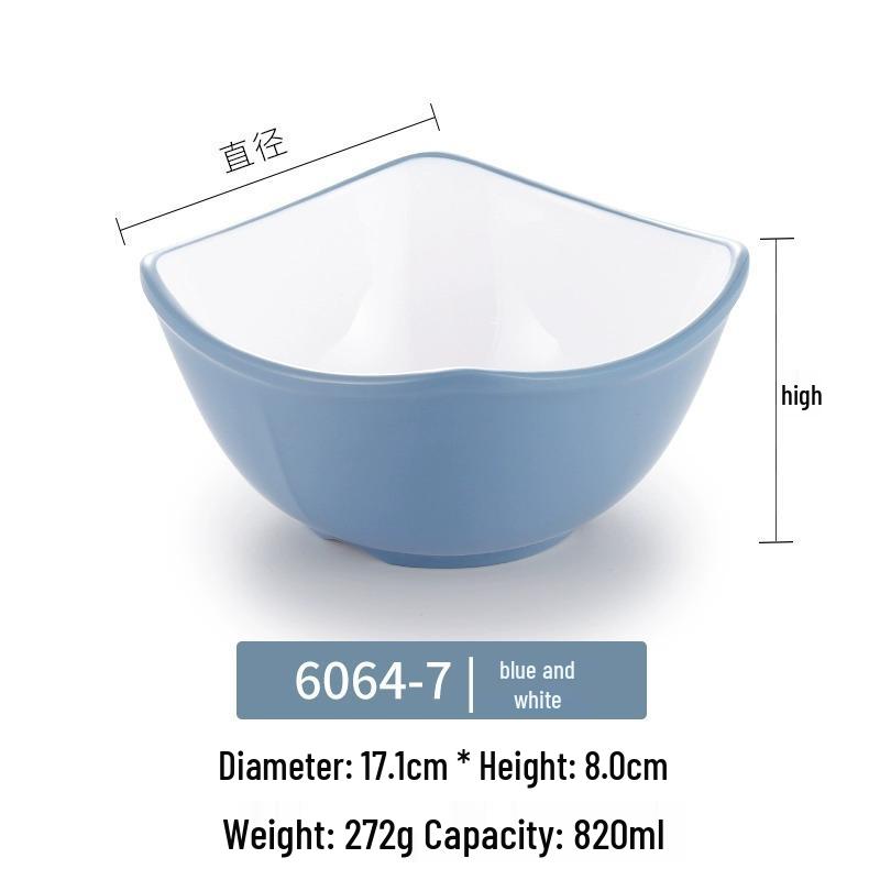 Melamine Imitation Porcelain Square Bowl – Plastic Soup, Dessert, BBQ, Bibimbap, Small Dish for Fast Food.