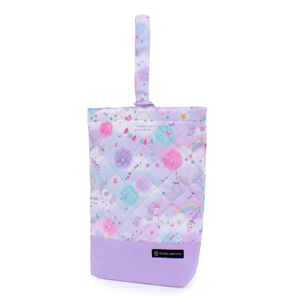 COLORFUL CANDY STYLE Fabric School Bag Set with Shoe Drawstring Gym Clothes Cup Lunch School Backpack Tote Clothes and Small Item Unicorn Fantasy