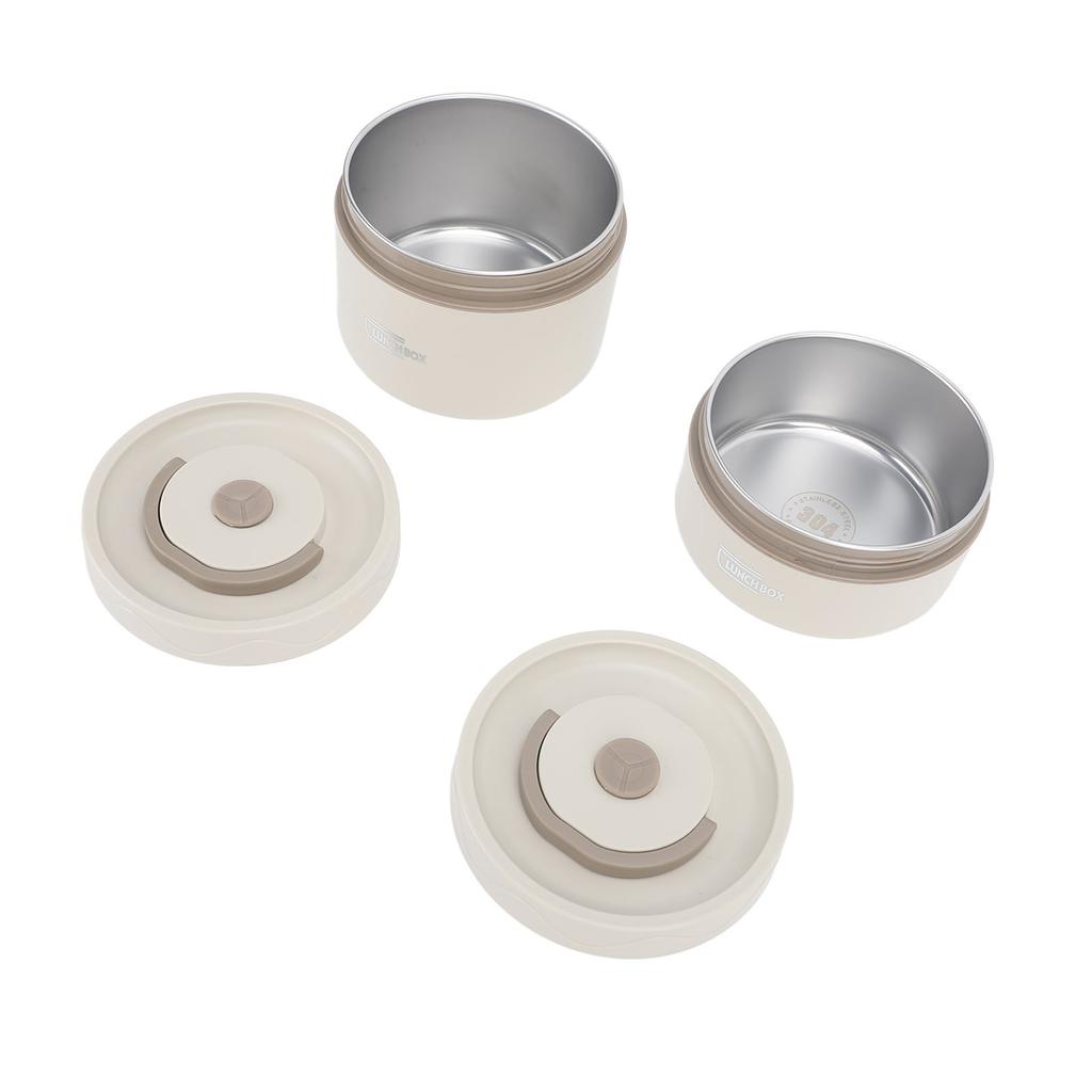 Insulated Lunch Container 304 Stainless Steel Sealed Multifunction Portable Round Thermal Bento Box with Thermal Bag