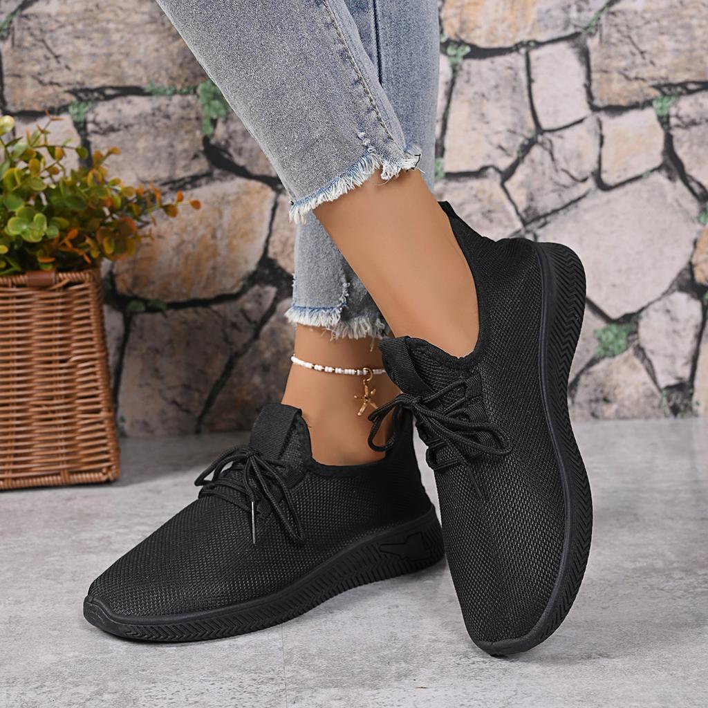 Fashionable And Comfortable Thick Soled Casual Women'S Shoes Spring And Autumn Solid Color Breathable Round Toe Sports Shoes