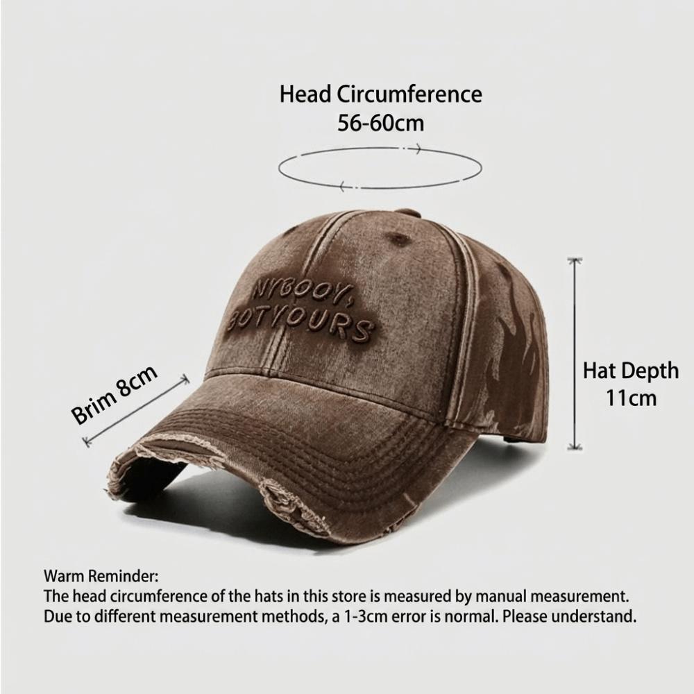 Embroidered Letters Baseball Caps Distressed Design Sunshade Sunscreen Hat  Outdoor Activities