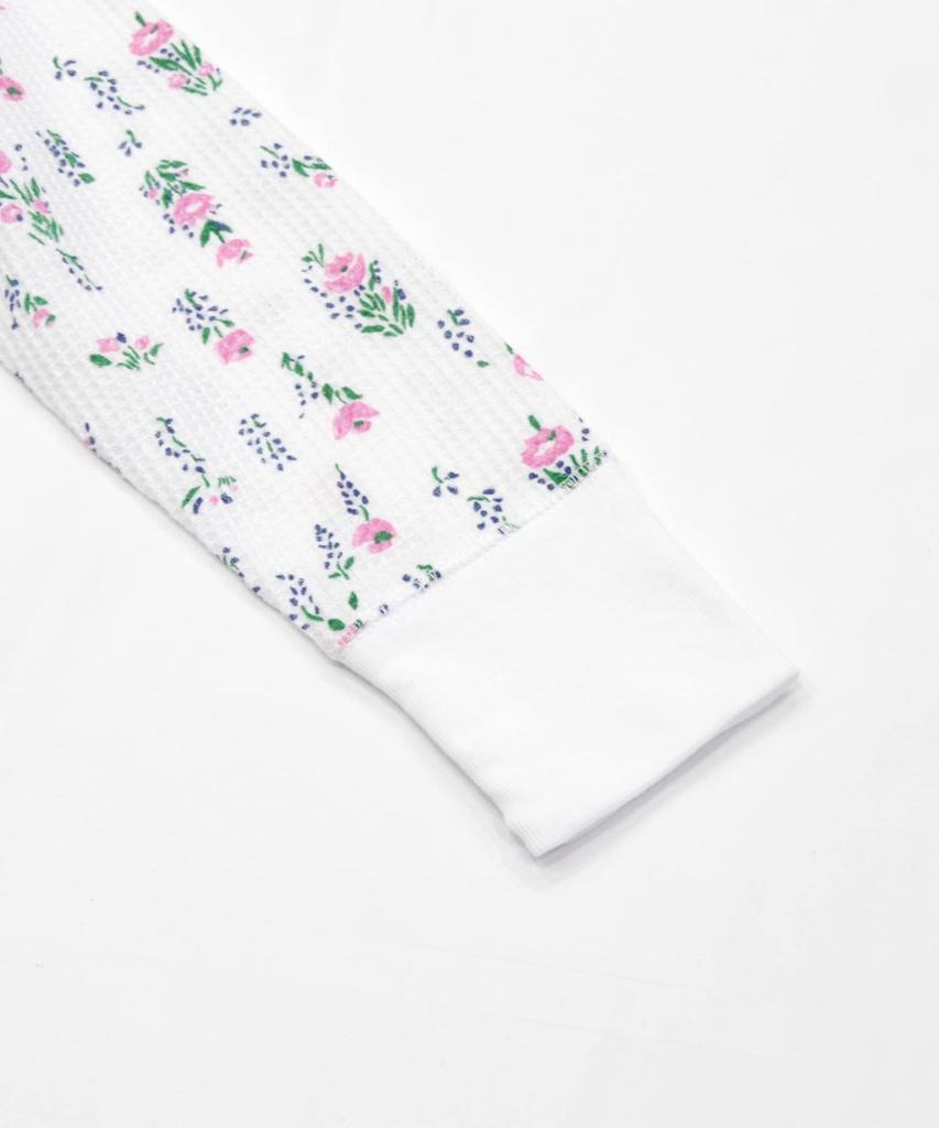 Morgan Waffle Floral Long Sleeve Crew White Size F J.E. Women's T-Shirt (Packed)