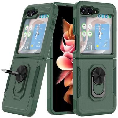 Case - BOOLING - for Samsung Galaxy Z Flip 5/6 - Shockproof - Back Ring Stand - Night Green