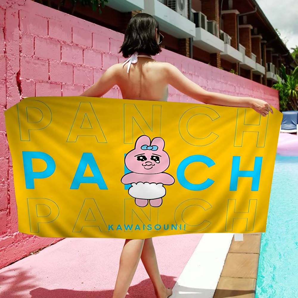 Cute cartoon pink O-Opanchu U-Usagi Microfiber Blanket Quick Drying Beach Towels Oversized Printing Super Absorbent Pool Towel
