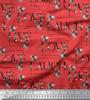 Soimoi Japan Crepe Satin Fabric Floral Love Text Fabric Prints By Metre 42 Inch