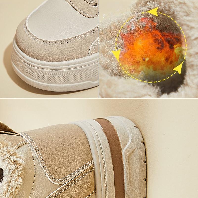 Winter Chunky Platform Snow Boots for Women Anti-Slip Walking Shoes With Fur Lined Comfortable Lace-up Sneakers Women's Outdoor Warm Short Booties