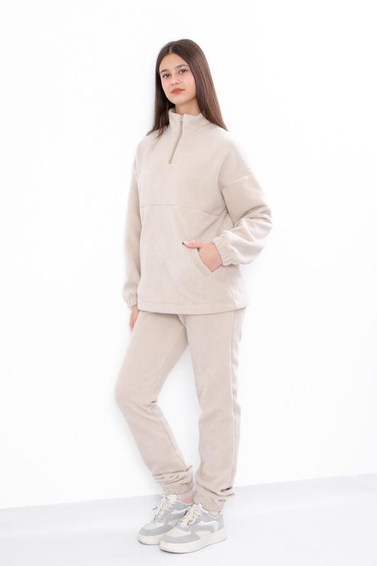 

Флісовий комплект для дівчинки – Топ на половину блискавки та штани на м якій підкладці, Зима, 6453-136-2 HC 146 екрю