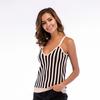 Autumn slim-fitting and thin V-neck knitted striped suspender small vest, women's new European and American bottoming shirt