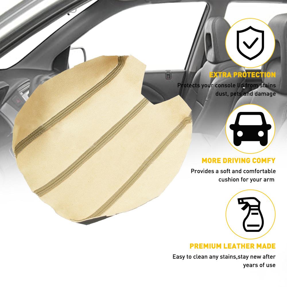 For 2008-2012 Honda Accord PU Leather Center Console Lid Armrest Cover Beige Tan