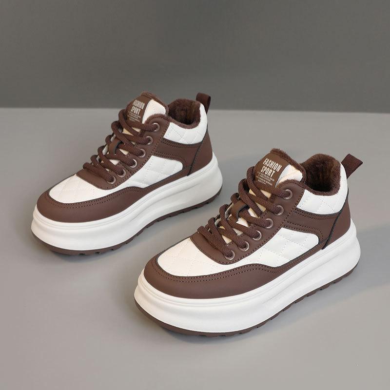 XY nouvelles chaussures de sport automne et hiver semelles épaisses chaudes et velours décontractées assorties aux couleurs bout rond chaussures de planche à roulettes