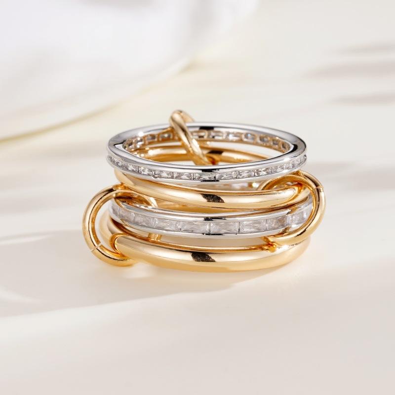 European and American Copper Zircon Stacked Plain Ring Ring, High-end Personality Ring, Light Luxury Hand Jewelry, Women's Fashion