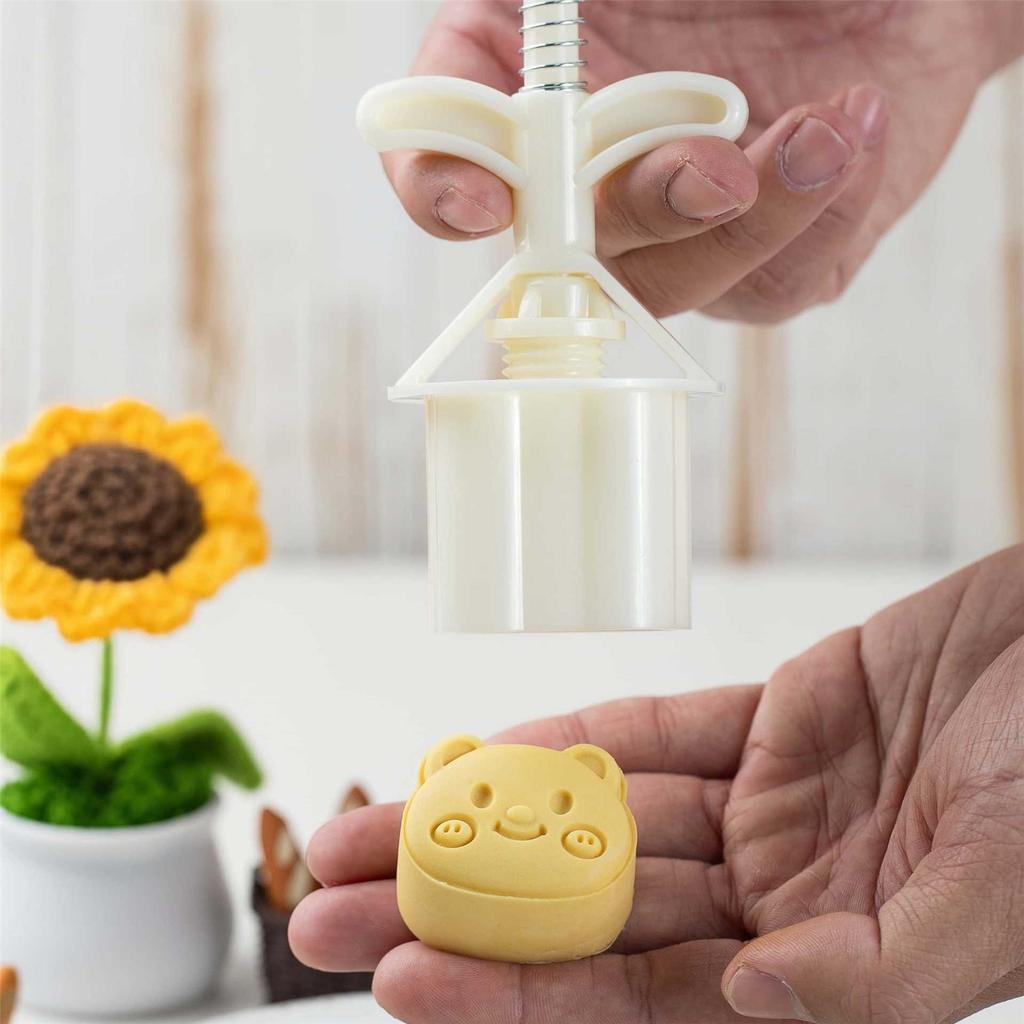 Bear Shape Moon Cake Press Molds Cookie Stamp Chinese MidAutumn Moon Cake Maker Decorating Tool for Making Cookie