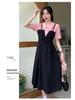 Plus Size Faux Two-Piece Spliced Design Slimming Little Black Dress for a Flattering Summer Look