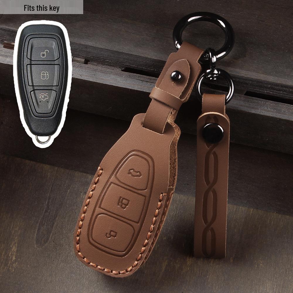 Ford Kuga Key Case: Genuine Cowhide Protective Cover with Buckle