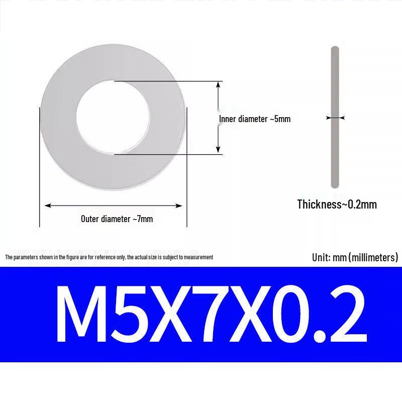 304 Stainless Steel Ultra-Thin Flat Washer, Thickness: 0.1/0.2/0.3/0.4/0.5 Mm, Sizes M1-M8