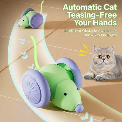 Interactive Electric Mouse Toy Rechargeable Automatic Teaser Intelligent Obstacle Avoidance Cat Pet Products
