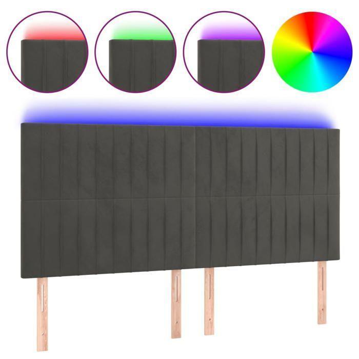 VidaXL LED Headboard Bedroom Furniture Double Bed Accessory Head of Bed Frame Interior Dark Grey 3122717