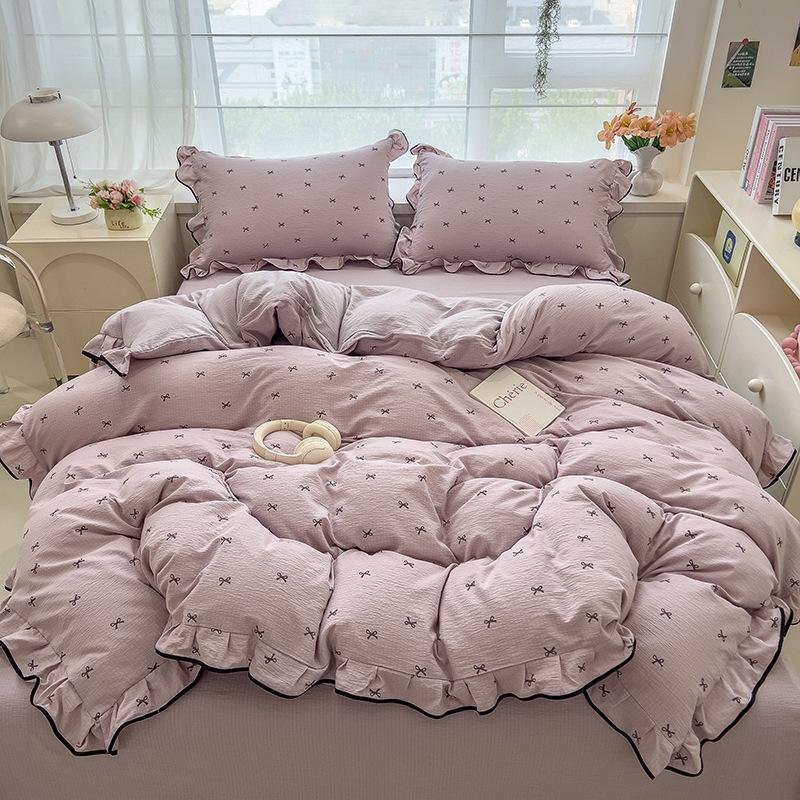 Lace Bed Four-piece Set, Skin-friendly Cloud-feeling Thin Quilt Cover, Bed Sheet Quilt Cover Three-piece Set
