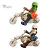 Resin Skeleton Decor Halloween Riding Motorcycle Figurine, Gothic Spooky Statue for Home Atmosphere Prop Garden, Biker Skull Desk Shelf, Unique
