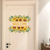 Sunflower Welcome Door Sticker, Self-Adhesive Floral Decal for Bedroom Bathroom Door Frame Decor