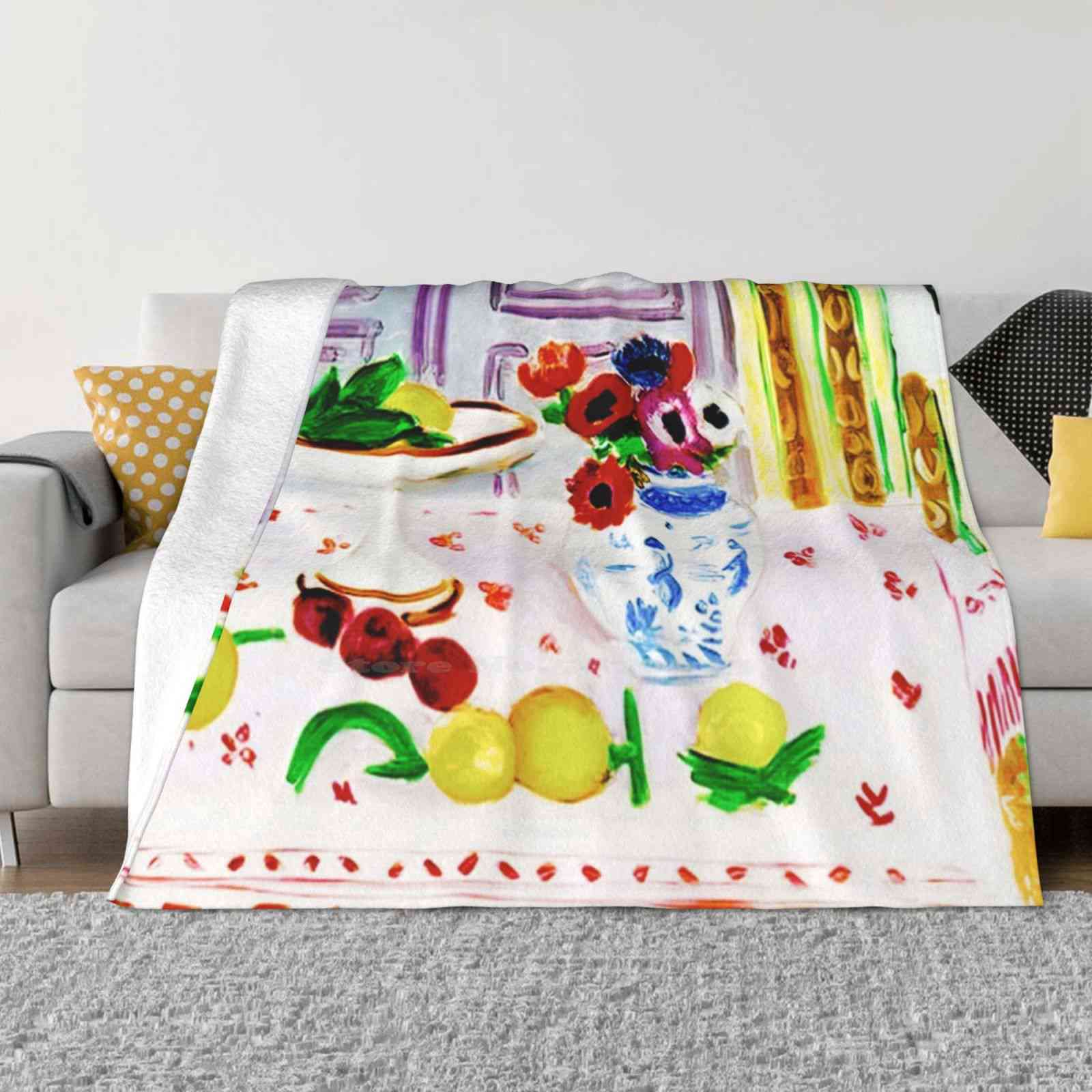 Henri Matisse , The Pink Tablecloth , 1925 Hot Sale Printing High Qiality Warm Flannel Blanket Aesthetic Collage Henri Matisse 30x40in